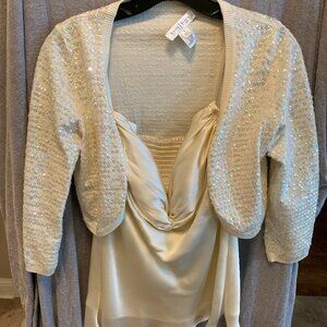 White House Black Market 3/4 Sleeves Sequined Metallic Sweater Jacket with Top S